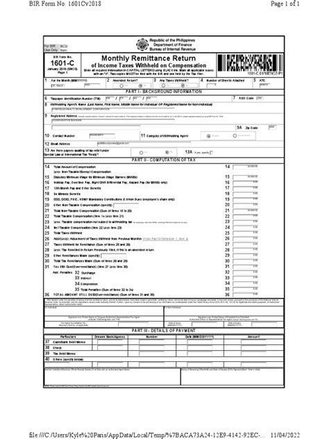 Procedures in accomplishing BIR Form No. 1601C .